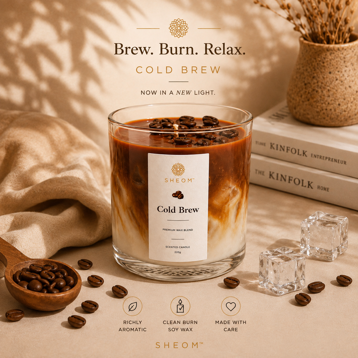 Cold Brew – Coffee, Vanilla Bean, Caramel & Hazelnut Scented Candle