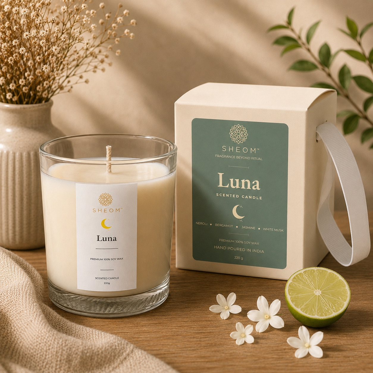 Luna – Neroli, Bergamot, Jasmine & Musk Scented Candle